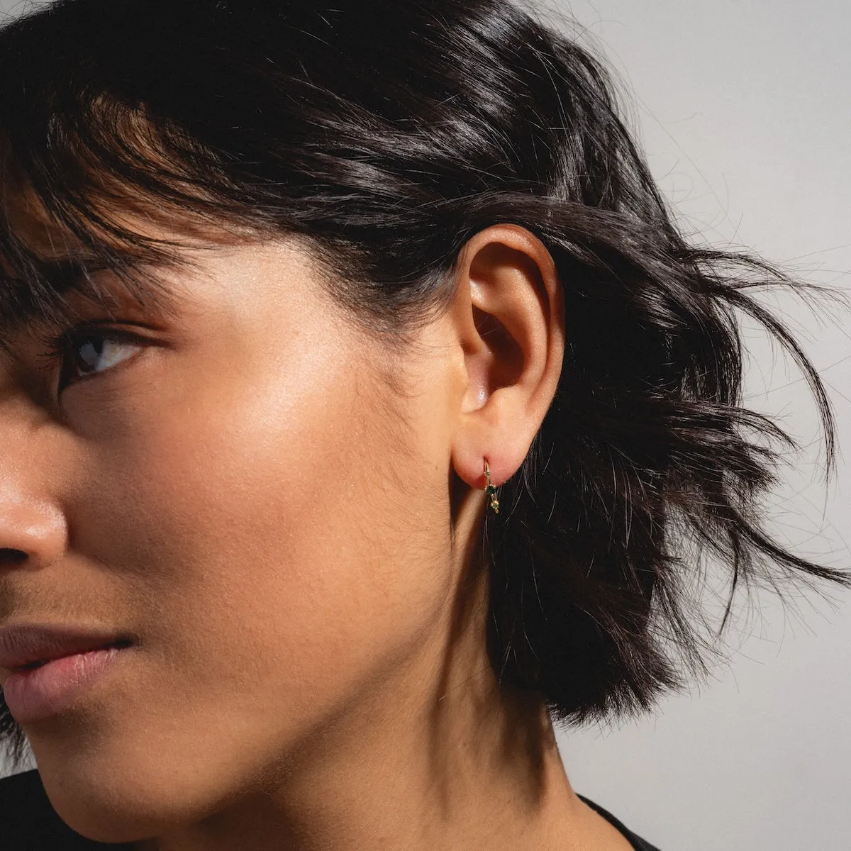 Solid Gold Ombre Birthstone Ear Huggers