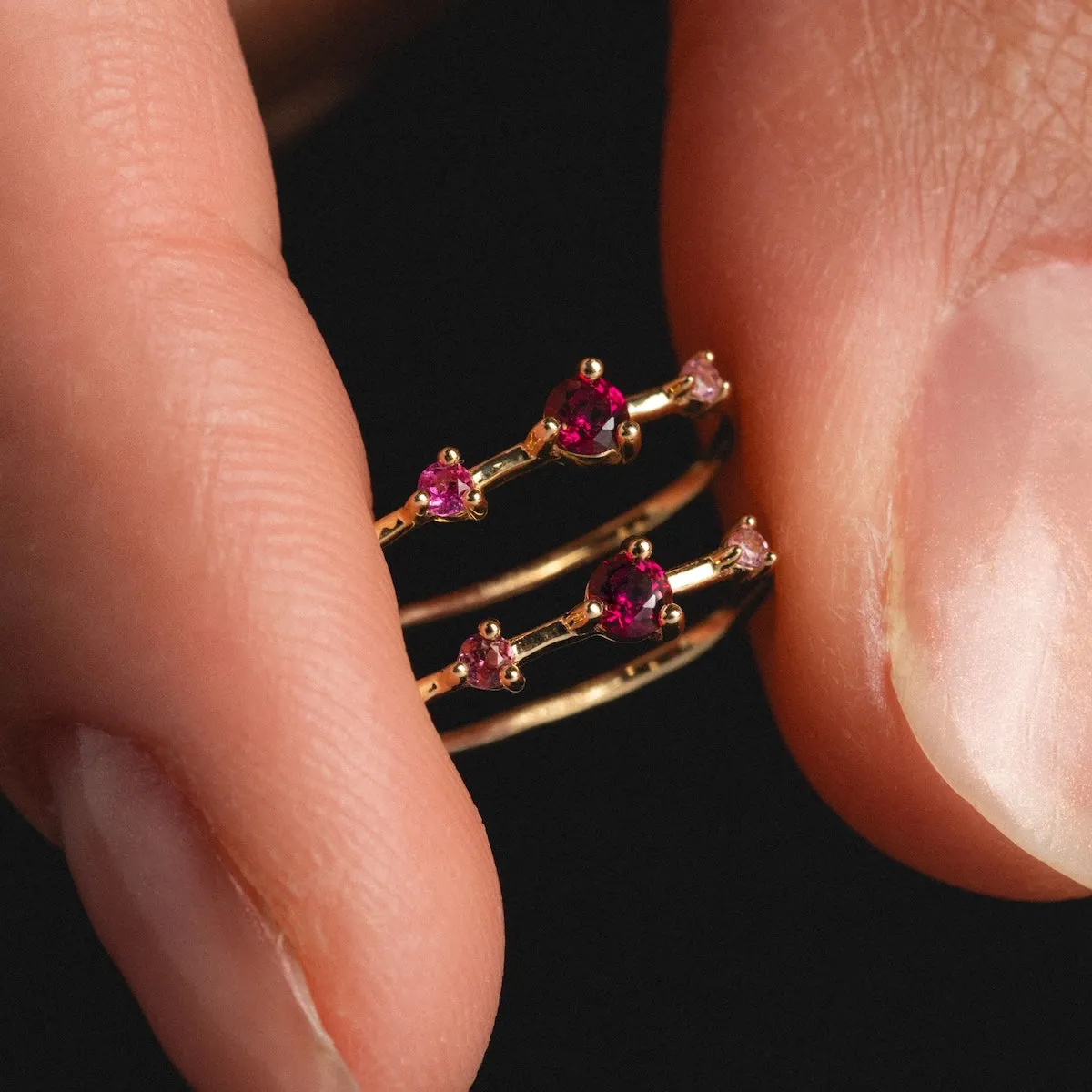 Solid Gold Ombre Birthstone Ear Huggers
