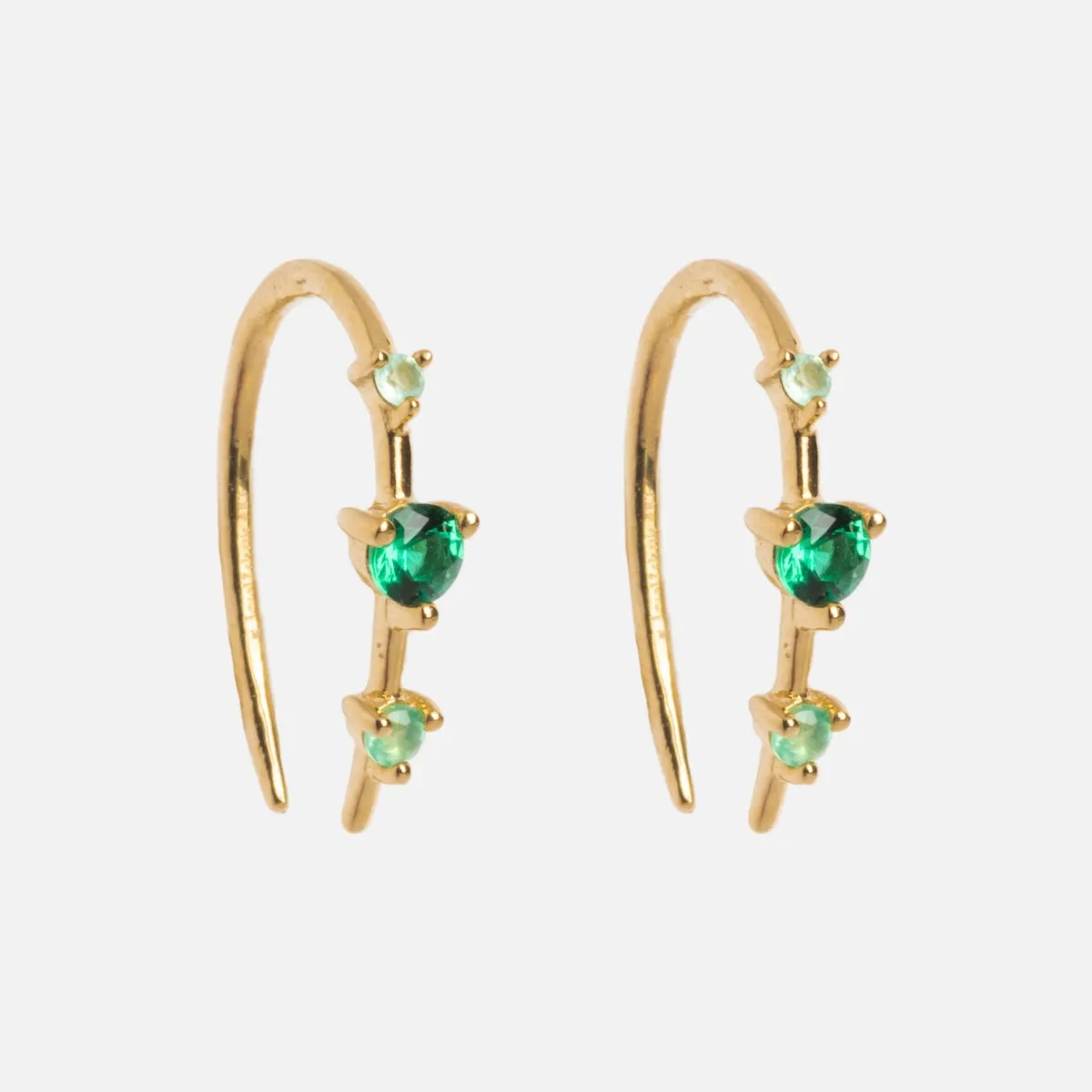 Solid Gold Ombre Birthstone Ear Huggers