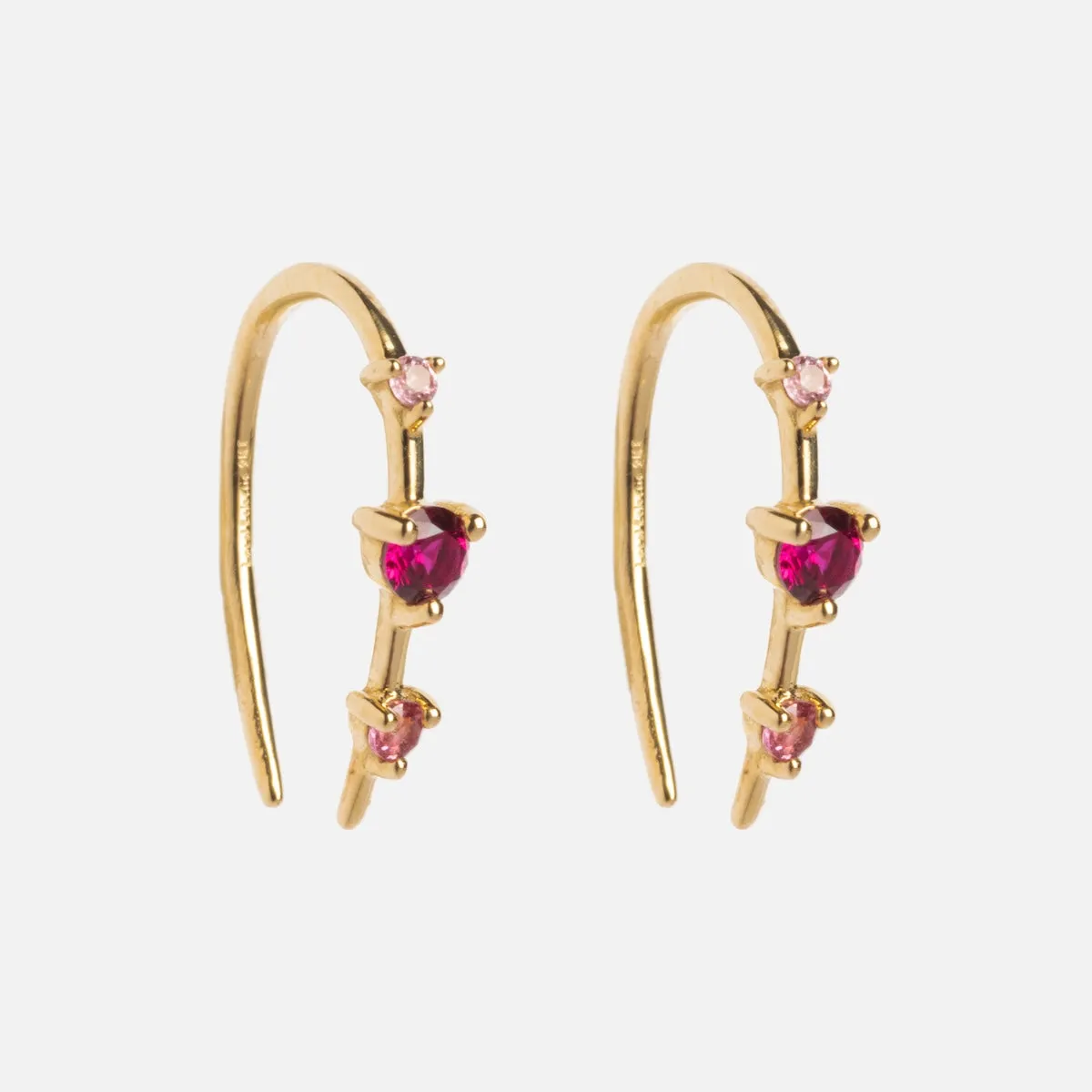 Solid Gold Ombre Birthstone Ear Huggers