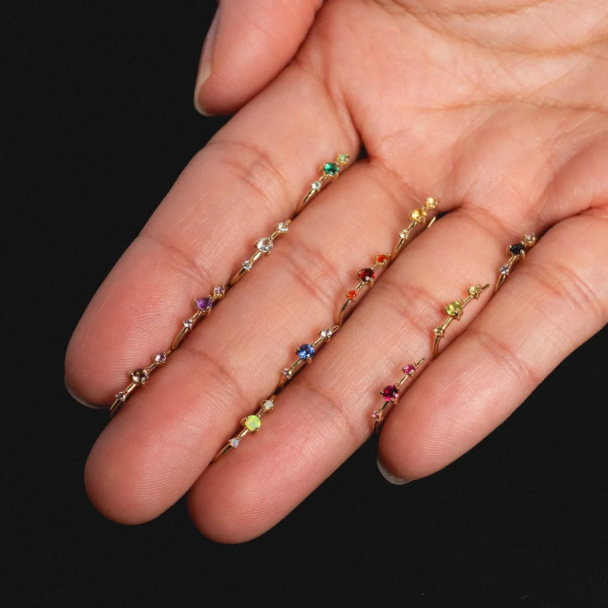 Solid Gold Ombre Birthstone Ear Huggers