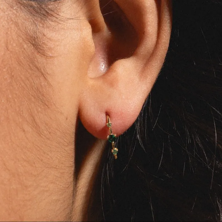 Solid Gold Ombre Birthstone Ear Huggers