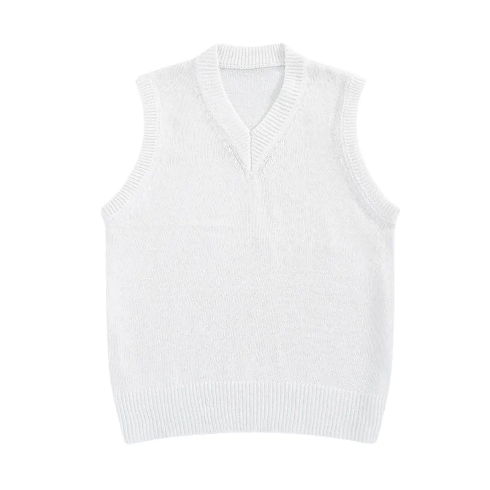 Solid V-Neck Knitted Vest