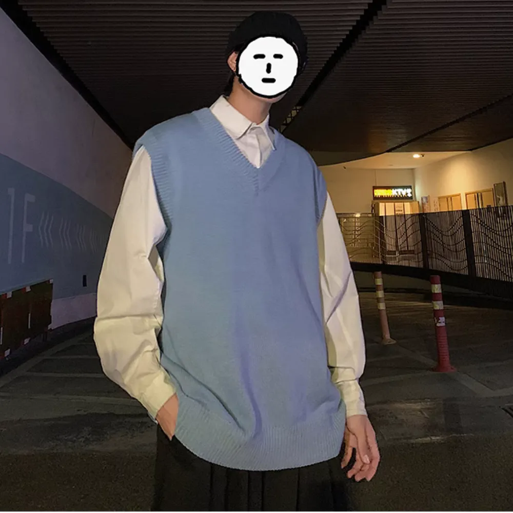 Solid V-Neck Knitted Vest