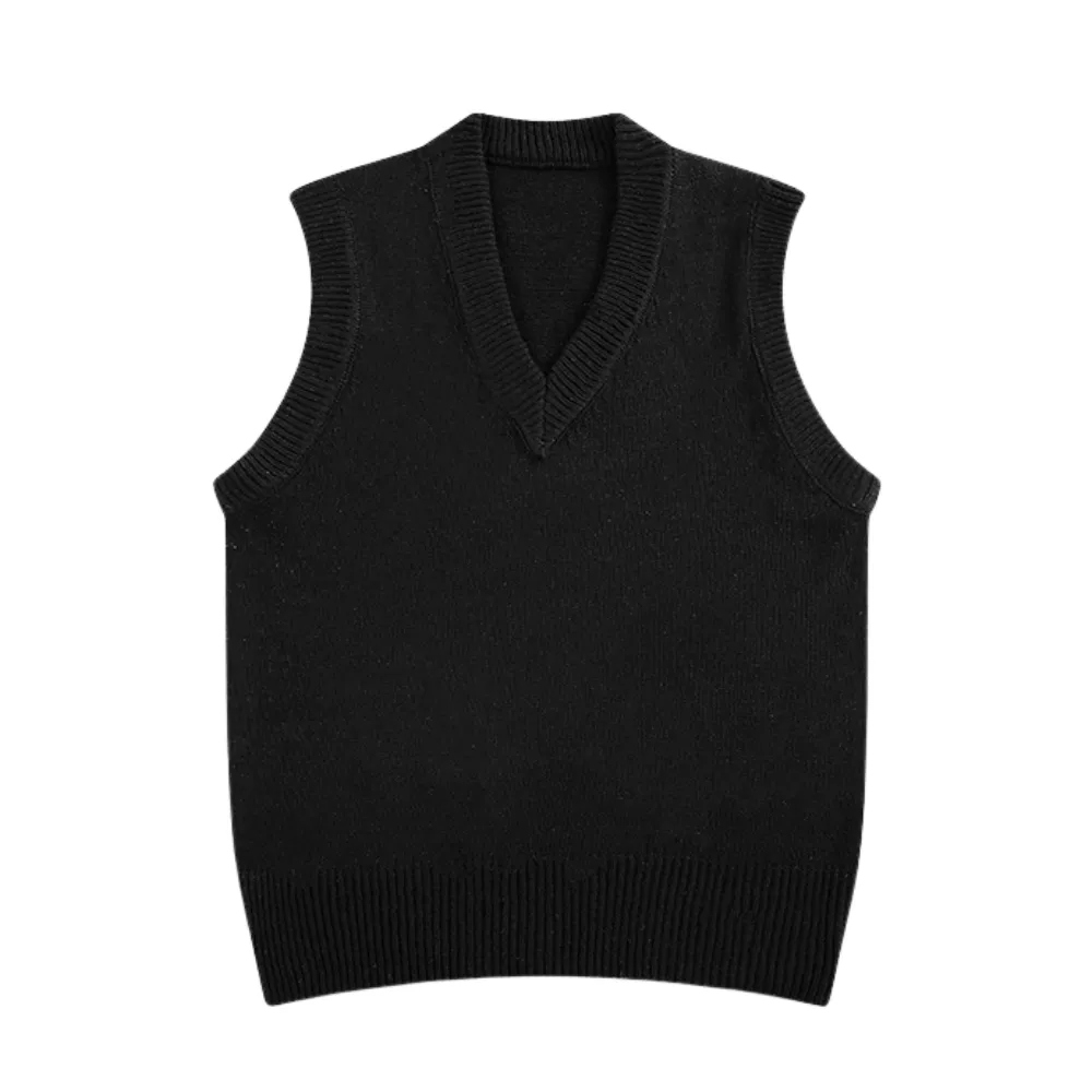 Solid V-Neck Knitted Vest