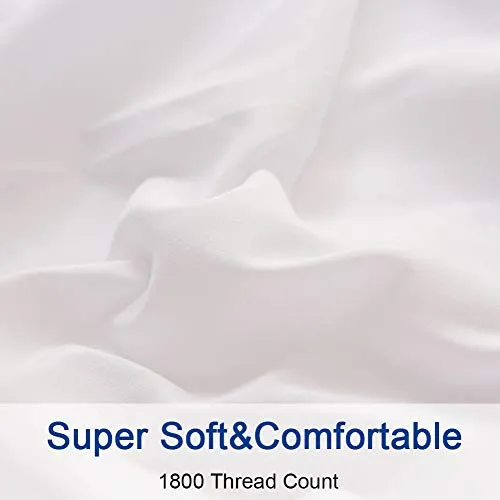 SONORO KATE Bed Sheet Set Super Soft Microfiber 1800 Thread Count Luxury Egyptian Sheets 18-Inch Deep Pocket Wrinkle and Hypoallergenic-4 Piece(King White)