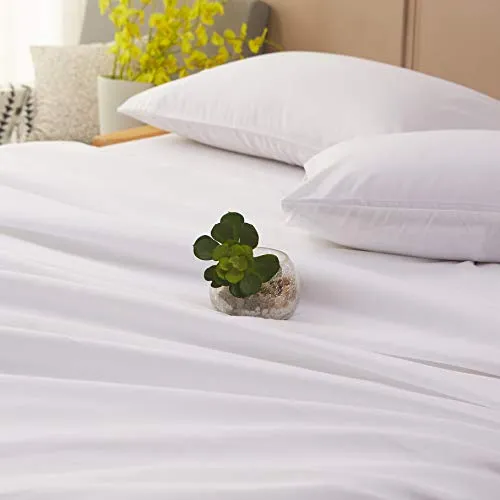 SONORO KATE Bed Sheet Set Super Soft Microfiber 1800 Thread Count Luxury Egyptian Sheets 18-Inch Deep Pocket Wrinkle and Hypoallergenic-4 Piece(King White)