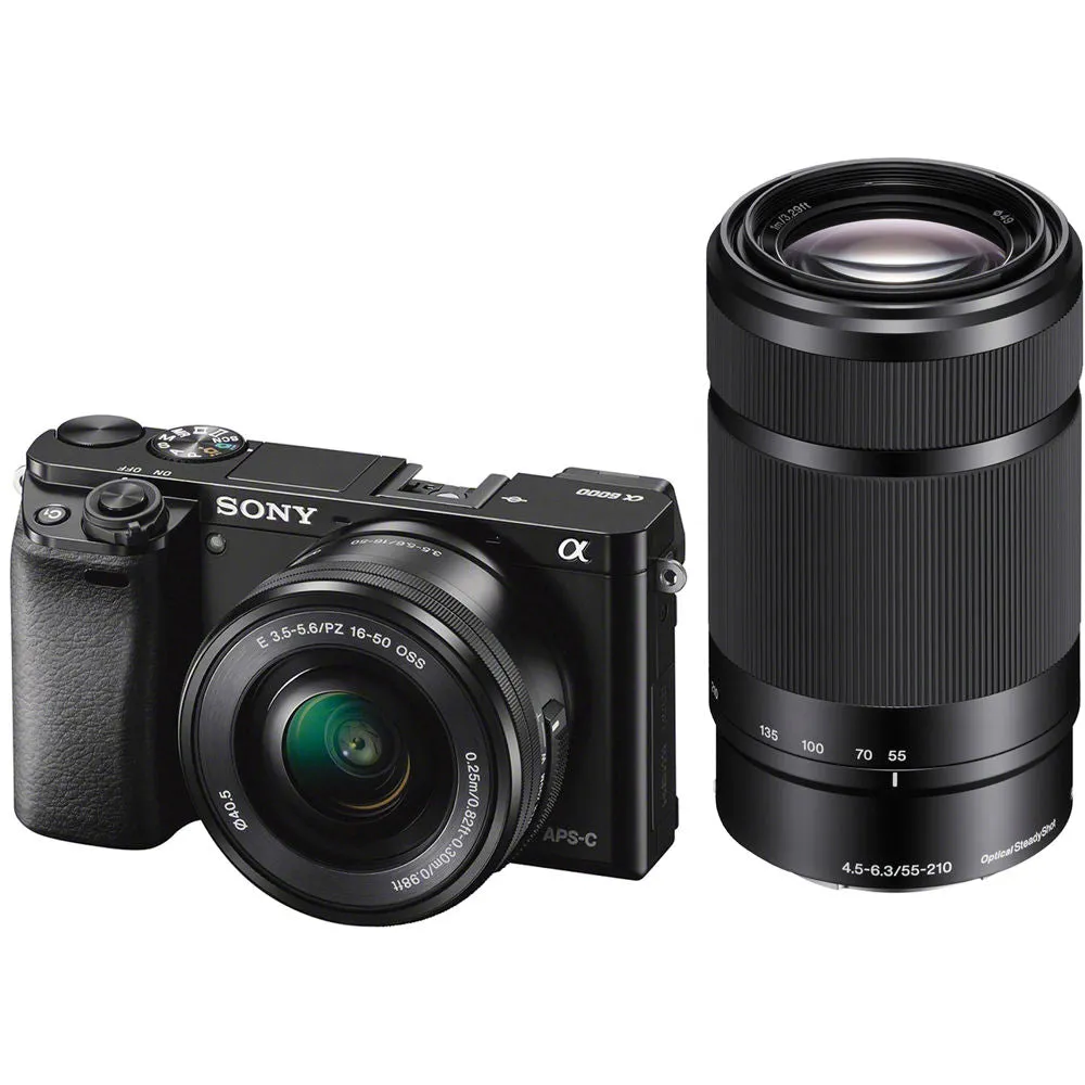 Sony Alpha a6000 Mirrorless Digital Camera with 16-50mm and 55-210mm Lenses - Black