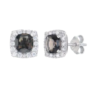 Sophisticated Luscious Natural Smoky Quartz Earrings with Halo