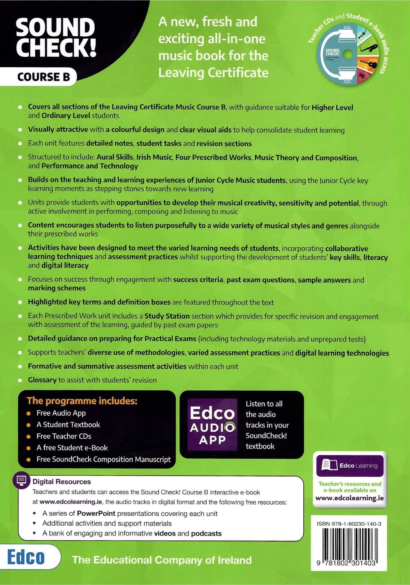 Sound Check! B - Leaving Cert Music - Student Book and Composition Manuscript - Set