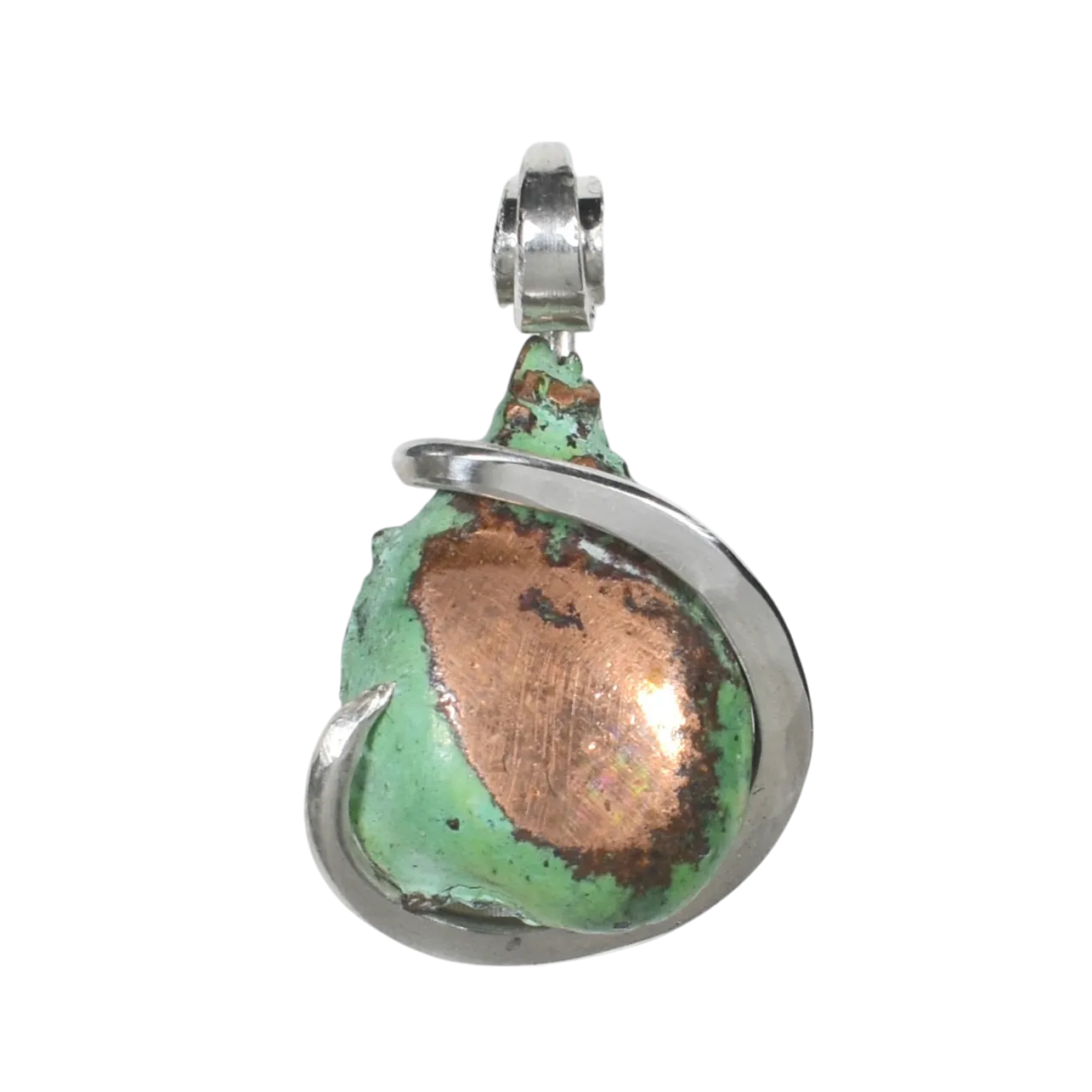 Splash Copper Handmade Stone Pendant Wrapped in Silver