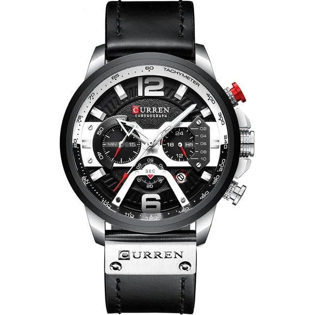 Sports Watch Men Fashion Leather band with Calendar for Men