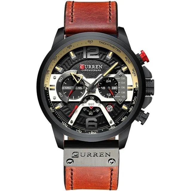 Sports Watch Men Fashion Leather band with Calendar for Men