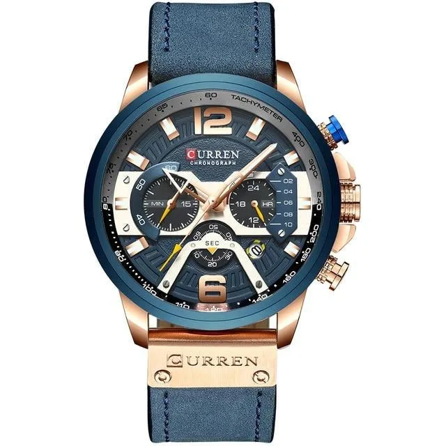 Sports Watch Men Fashion Leather band with Calendar for Men