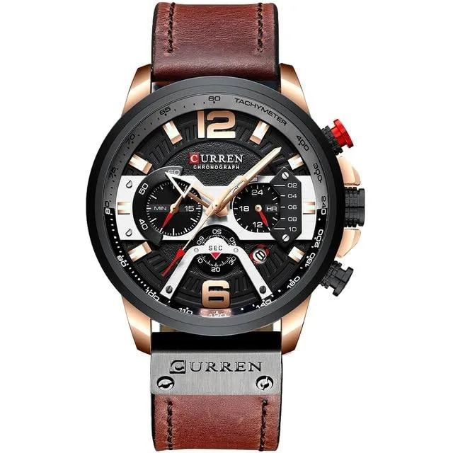 Sports Watch Men Fashion Leather band with Calendar for Men
