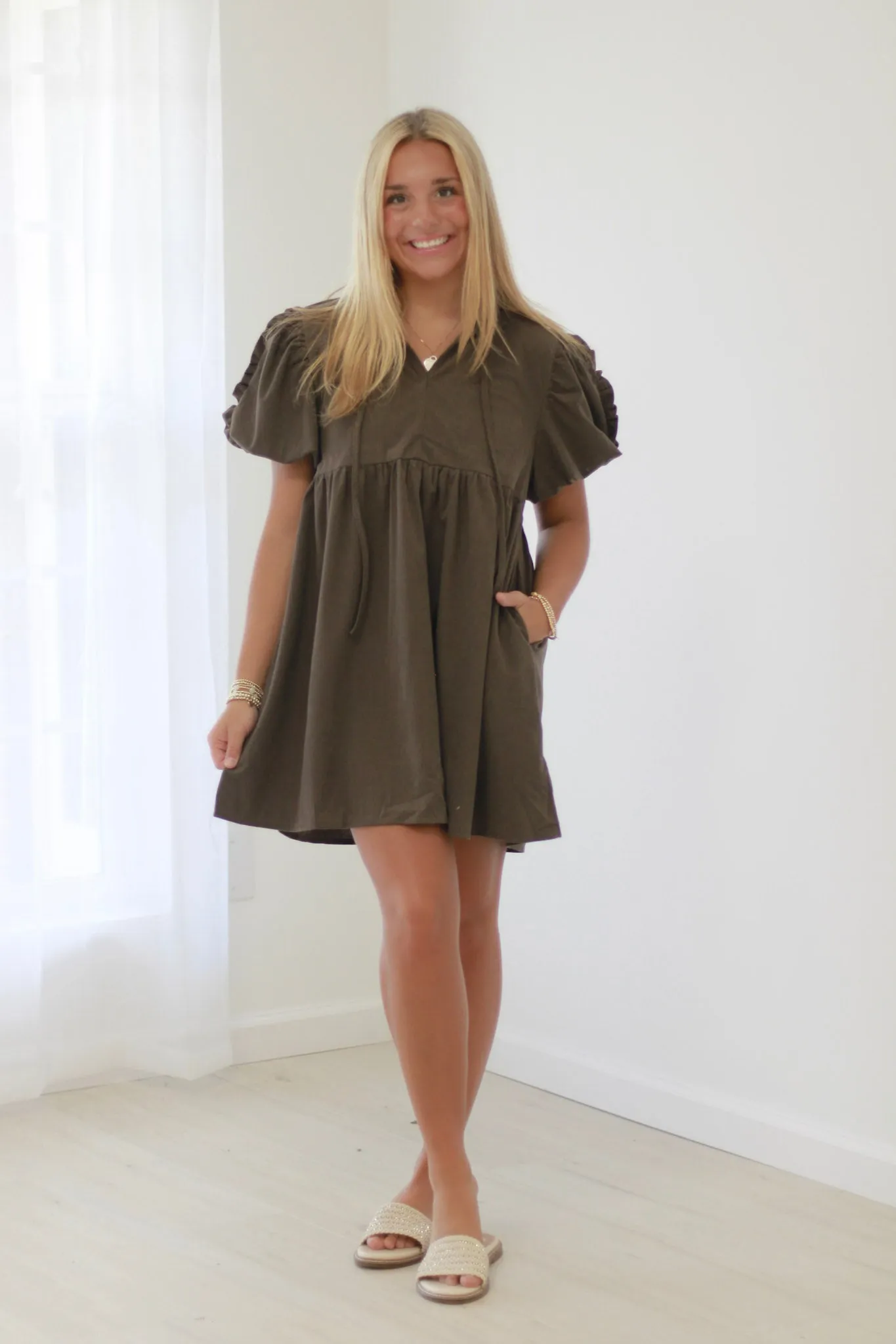 Spotted in a Crowd Dress in Charcoal