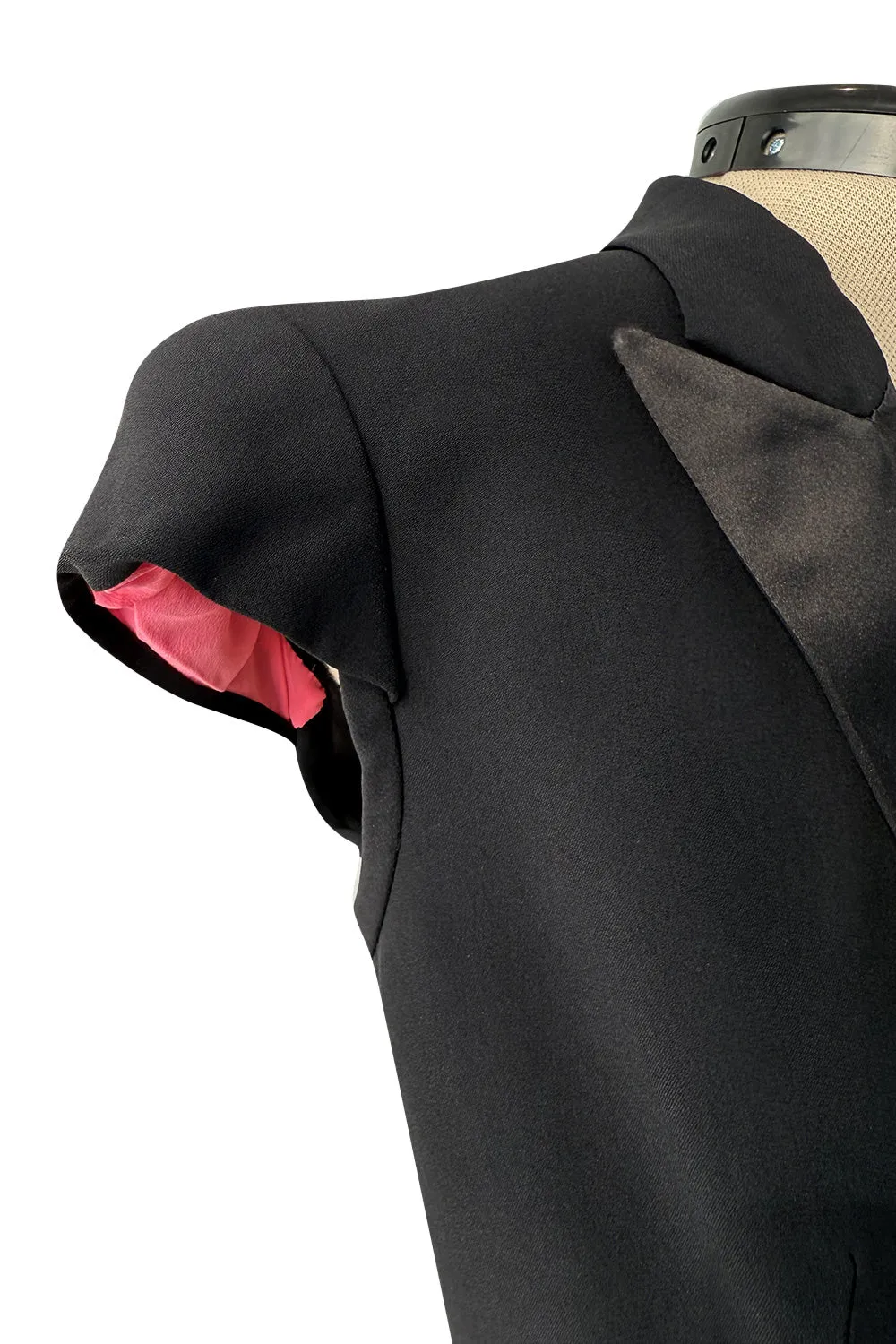 Spring 2008 Alexander McQueen "La Dame Bleue" Black Jumpsuit w Pink Inner Shoulder Detail