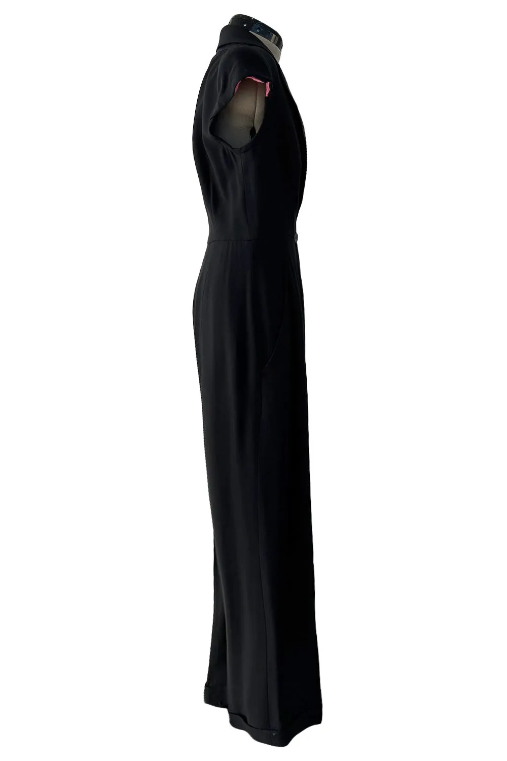 Spring 2008 Alexander McQueen "La Dame Bleue" Black Jumpsuit w Pink Inner Shoulder Detail