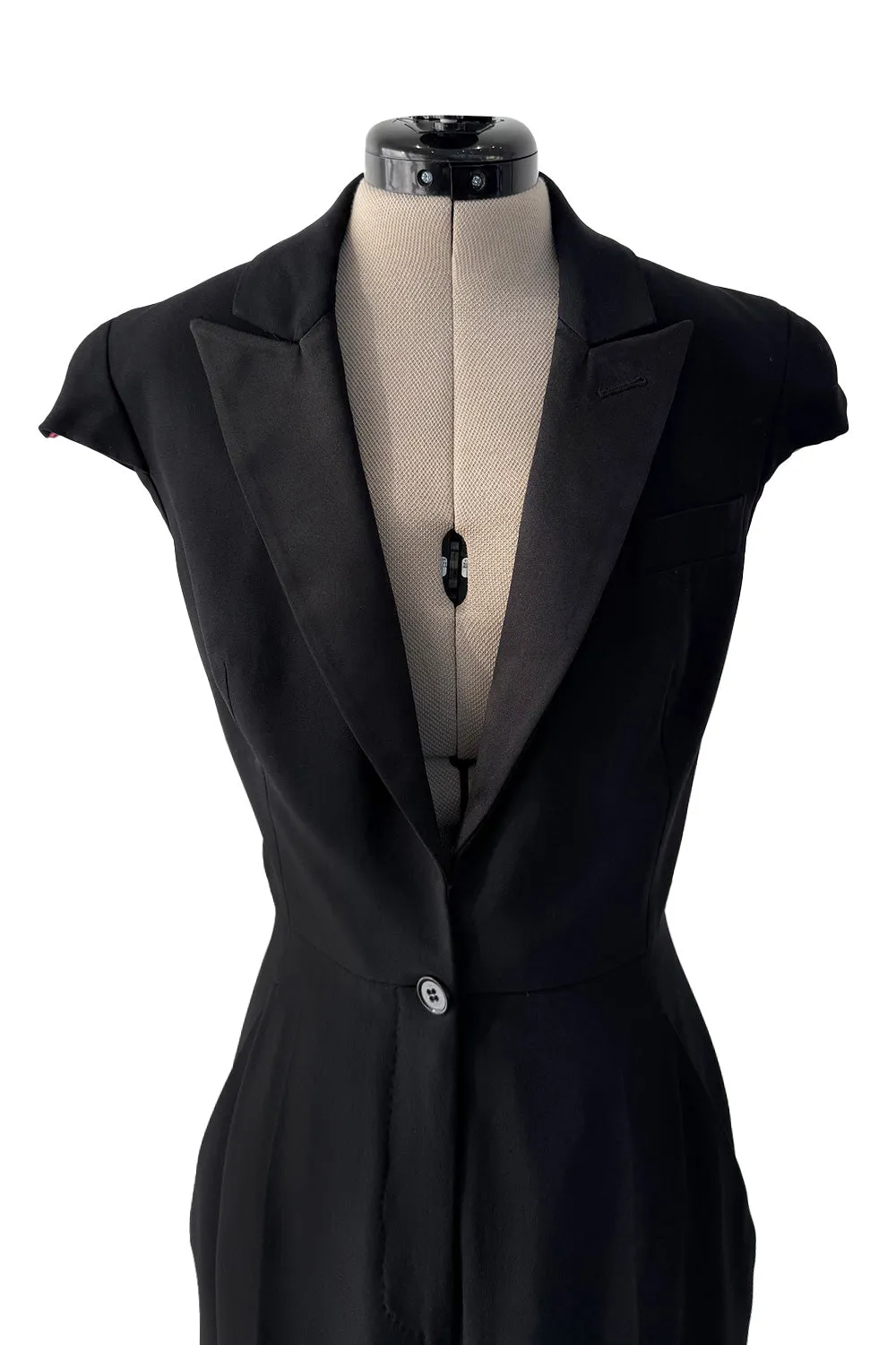 Spring 2008 Alexander McQueen "La Dame Bleue" Black Jumpsuit w Pink Inner Shoulder Detail