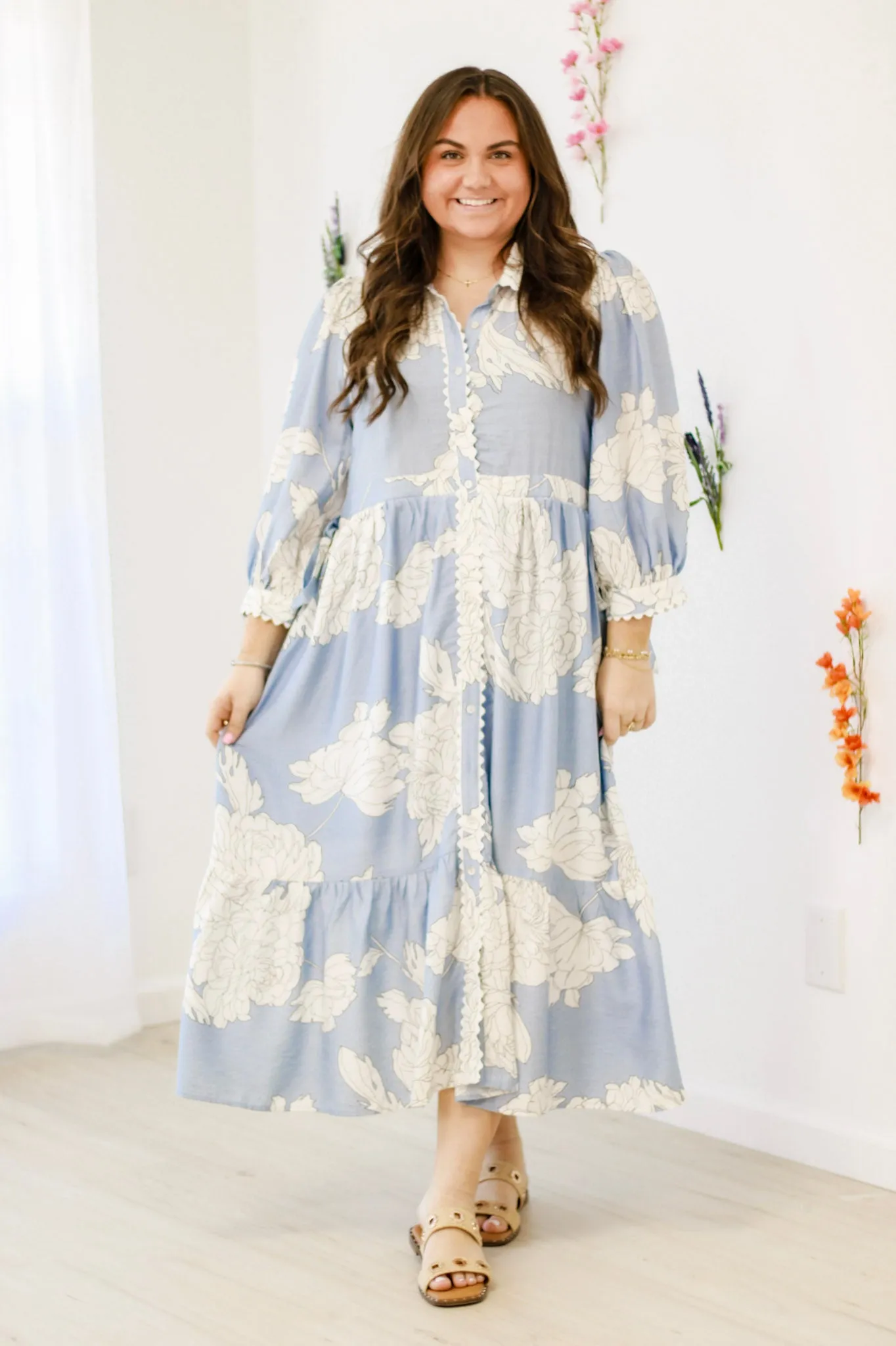 Spring Blooms Midi Dress