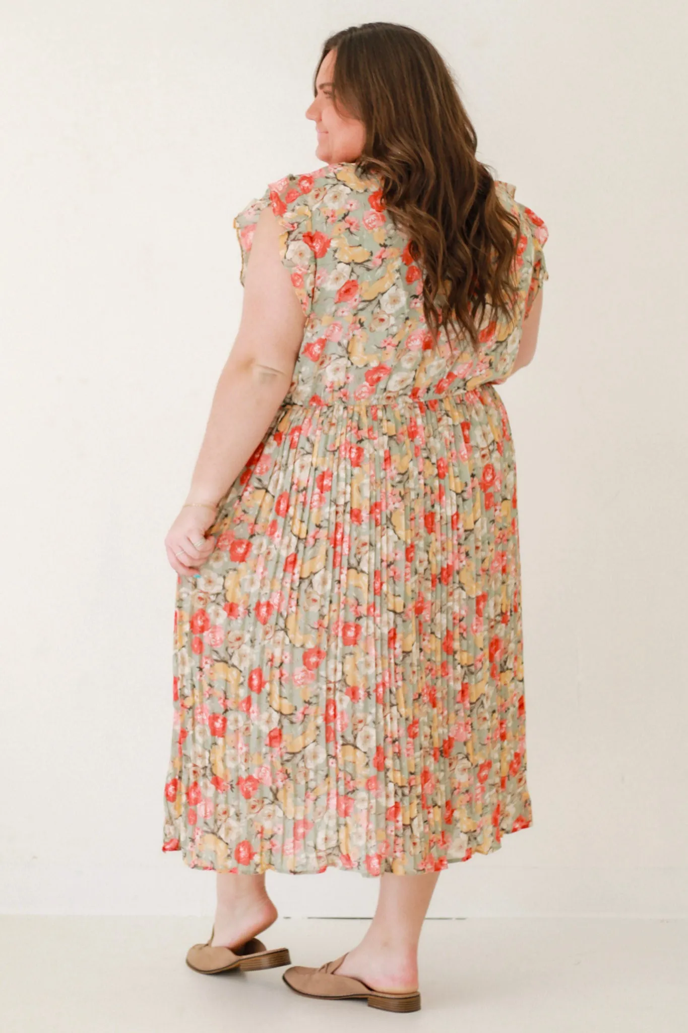 Spring is in Bloom Multicolor Floral Pleated Dress