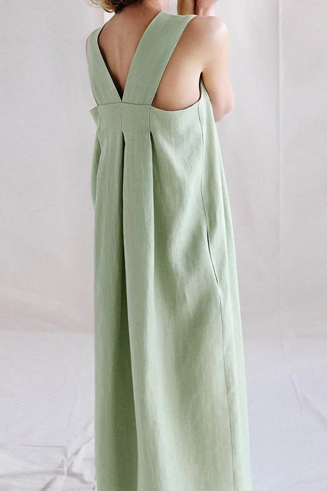 Square Neck Sleeveless Loose Long Dress