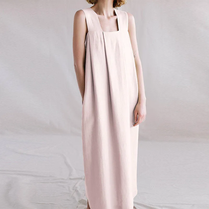 Square Neck Sleeveless Loose Long Dress