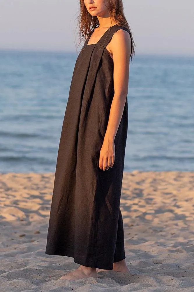 Square Neck Sleeveless Loose Long Dress