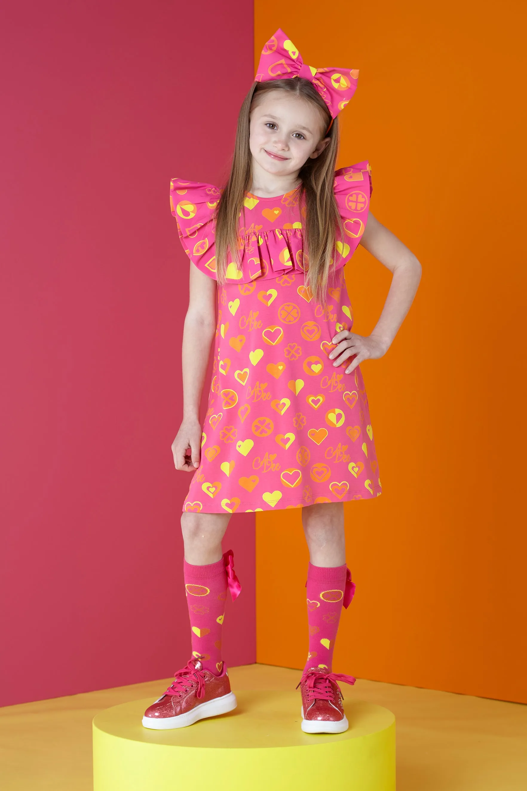 SS24 A Dee Girls Marissa Bold Hearts Dress