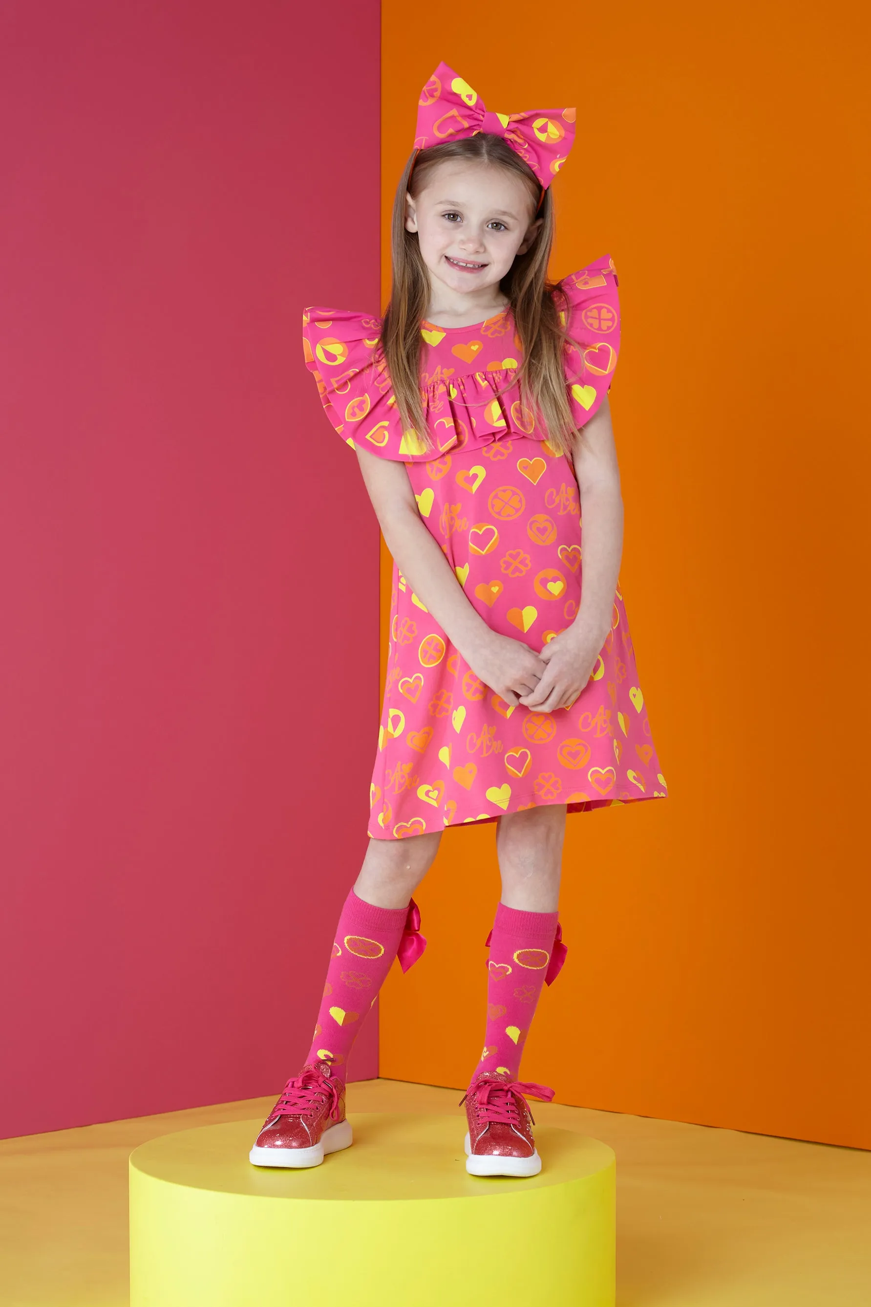 SS24 A Dee Girls Marissa Bold Hearts Dress