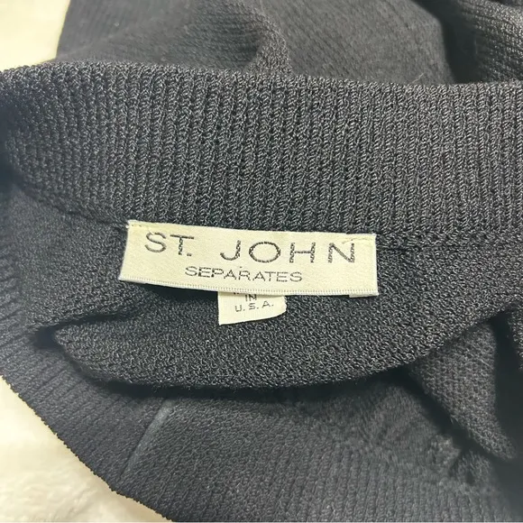 St. John Separates Wool Blend Skirt Women’s Size 12 Black Pull On Elastic Waist
