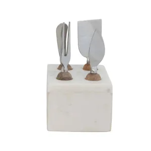 Stainless Cheese Servers with Marble Holder (5 piece set)