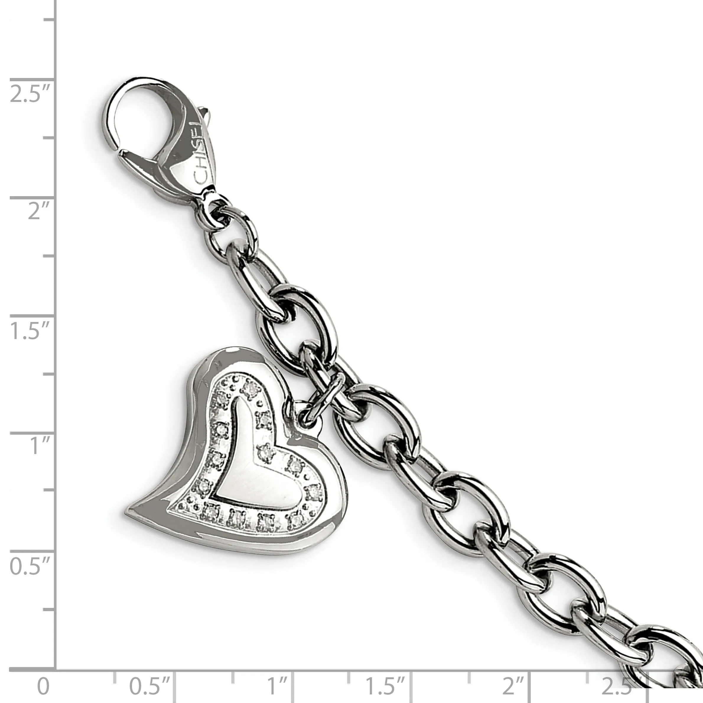 Stainless Steel Heart Charm Fancy Bracelet