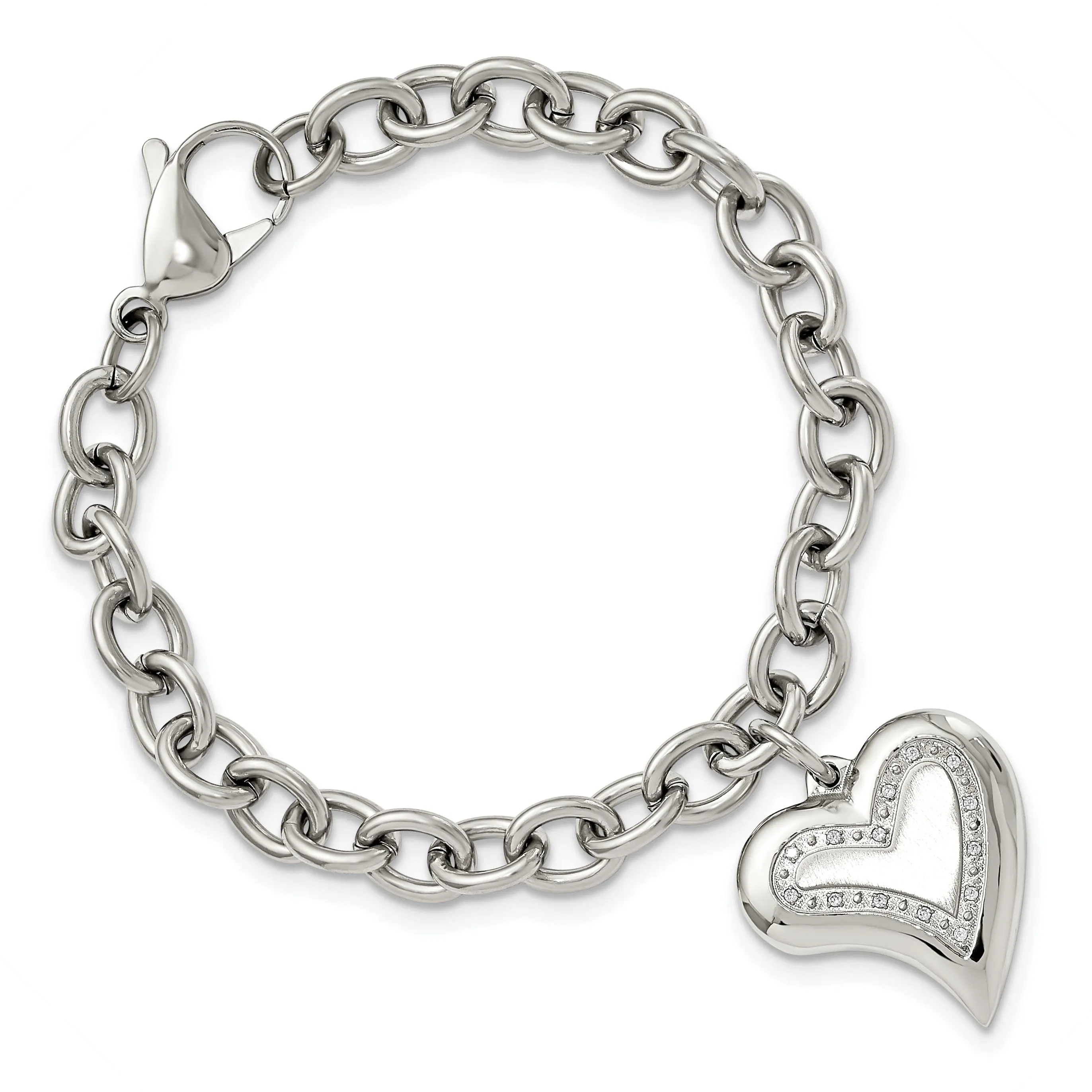 Stainless Steel Heart Charm Fancy Bracelet