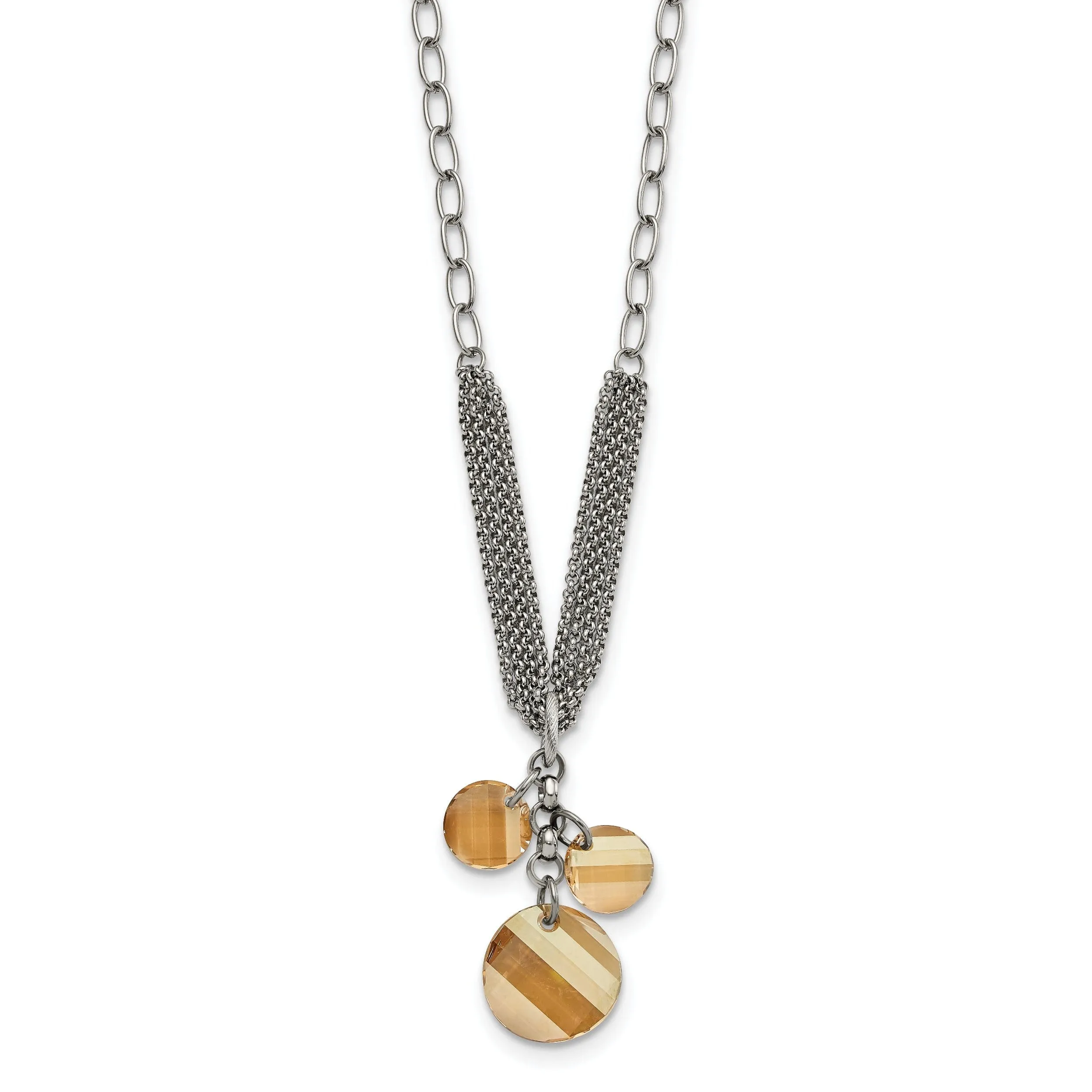 Stainless Steel Polished Crystal Necklace
