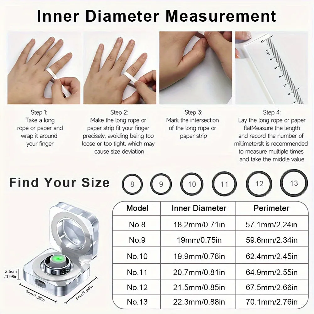 Stainless Steel Smart Ring with Digital Display