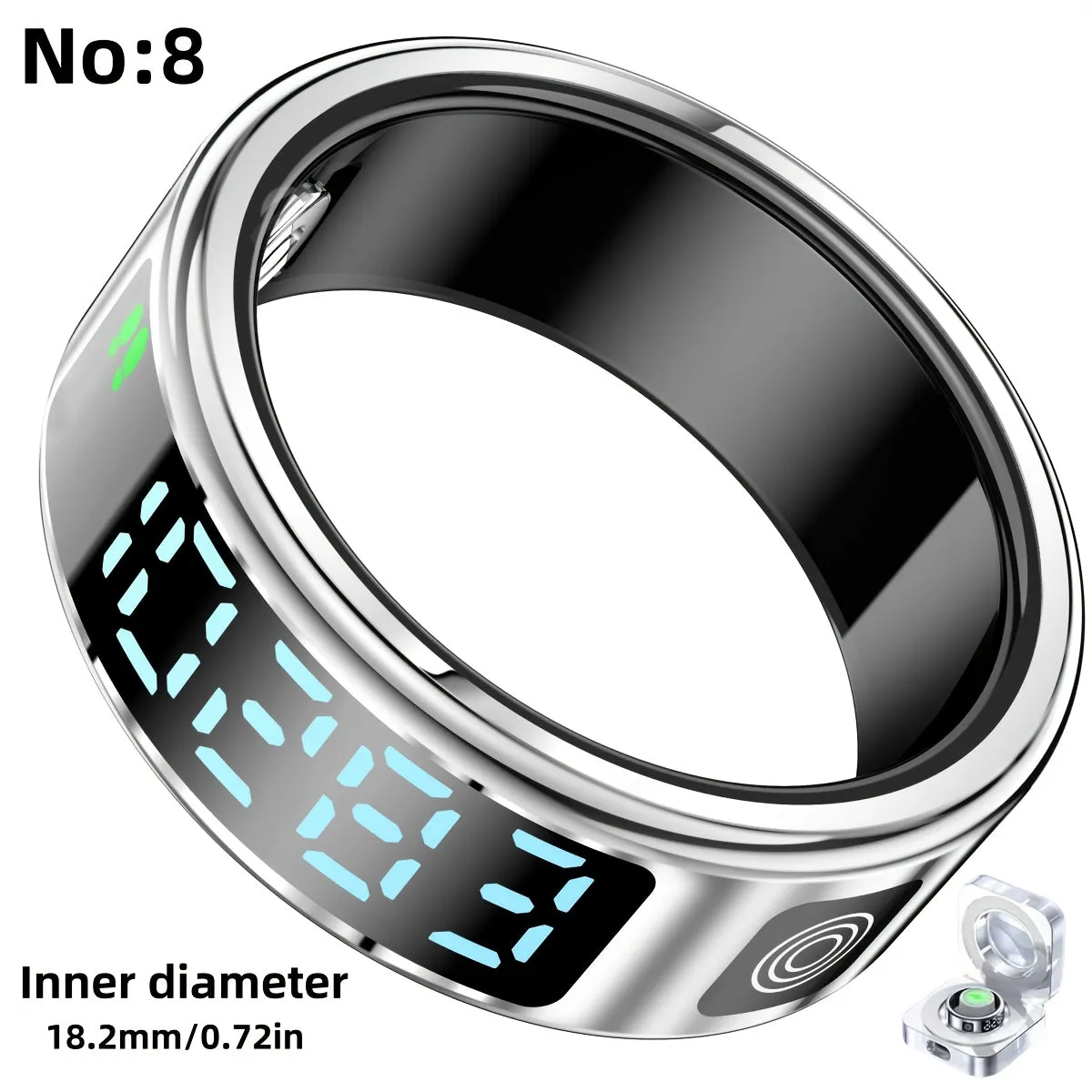Stainless Steel Smart Ring with Digital Display