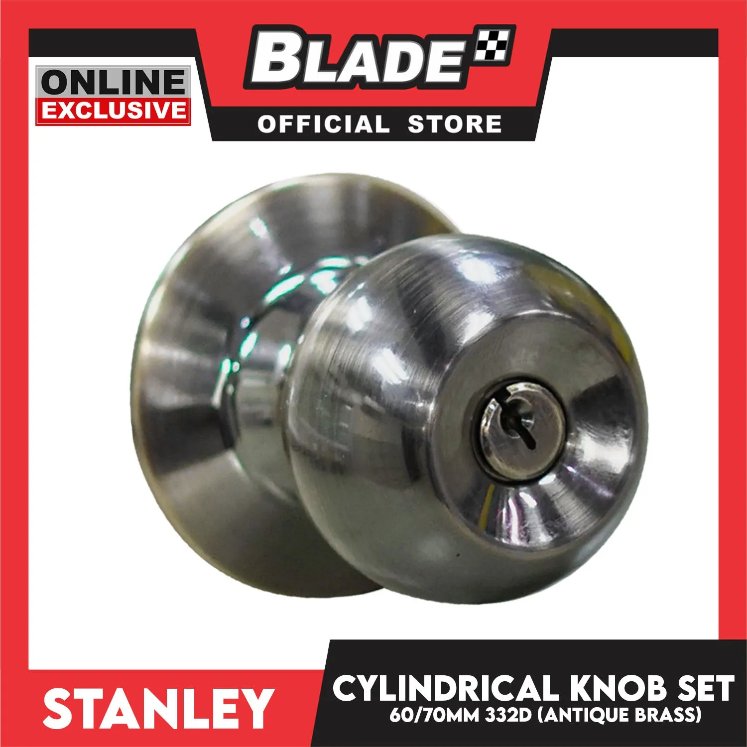Stanley Cylindrical Door Knob Set 60/70MM 332D (Antique Brass) Door Knob Lock Set