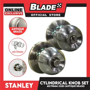 Stanley Cylindrical Door Knob Set 60/70MM 332D (Antique Brass) Door Knob Lock Set