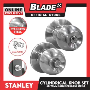 Stanley Cylindrical Door Knob Set 60/70MM 332D (Stainless Steel) Door Knob Lock Set