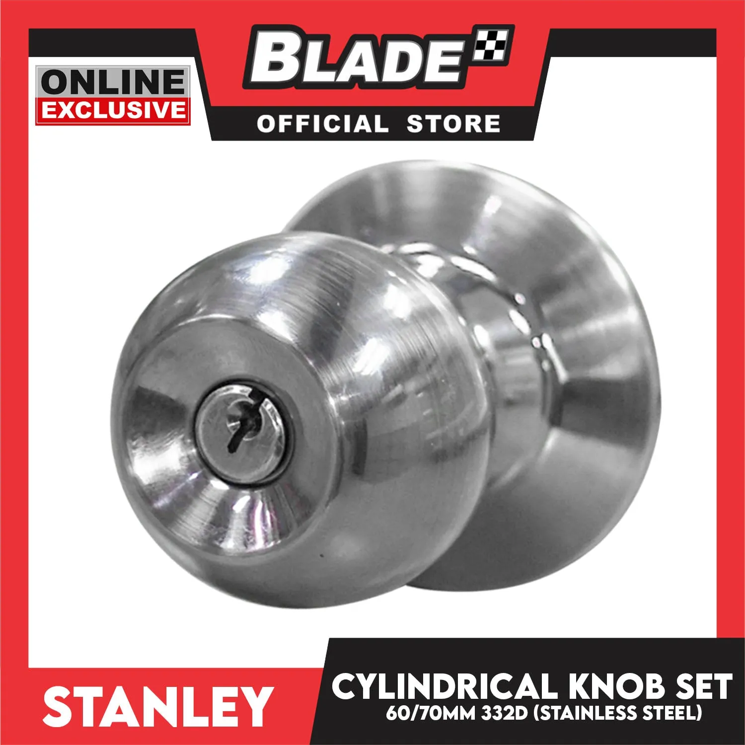 Stanley Cylindrical Door Knob Set 60/70MM 332D (Stainless Steel) Door Knob Lock Set