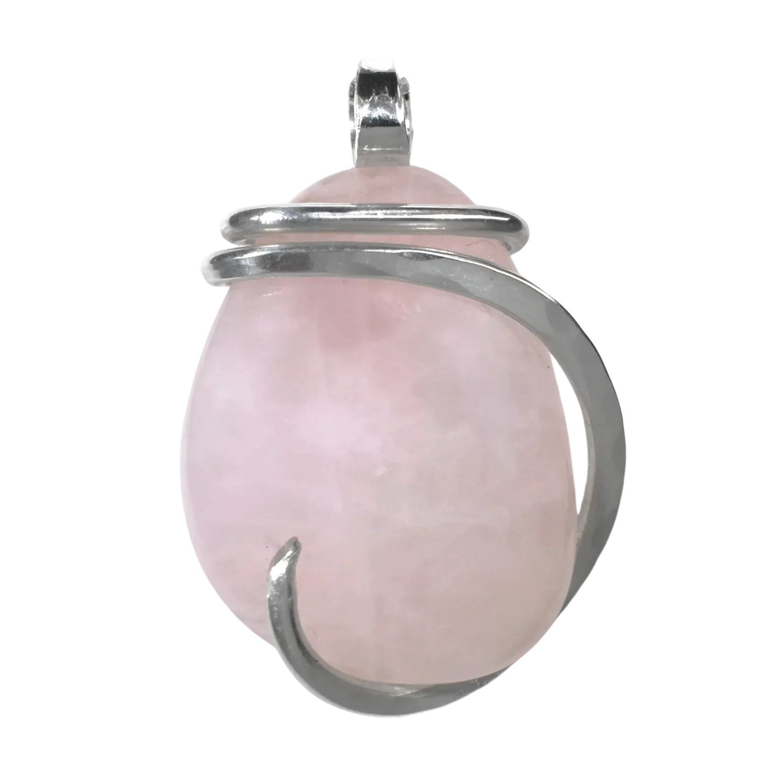 Star Rose Quartz Handmade Stone Pendant Wrapped in Silver