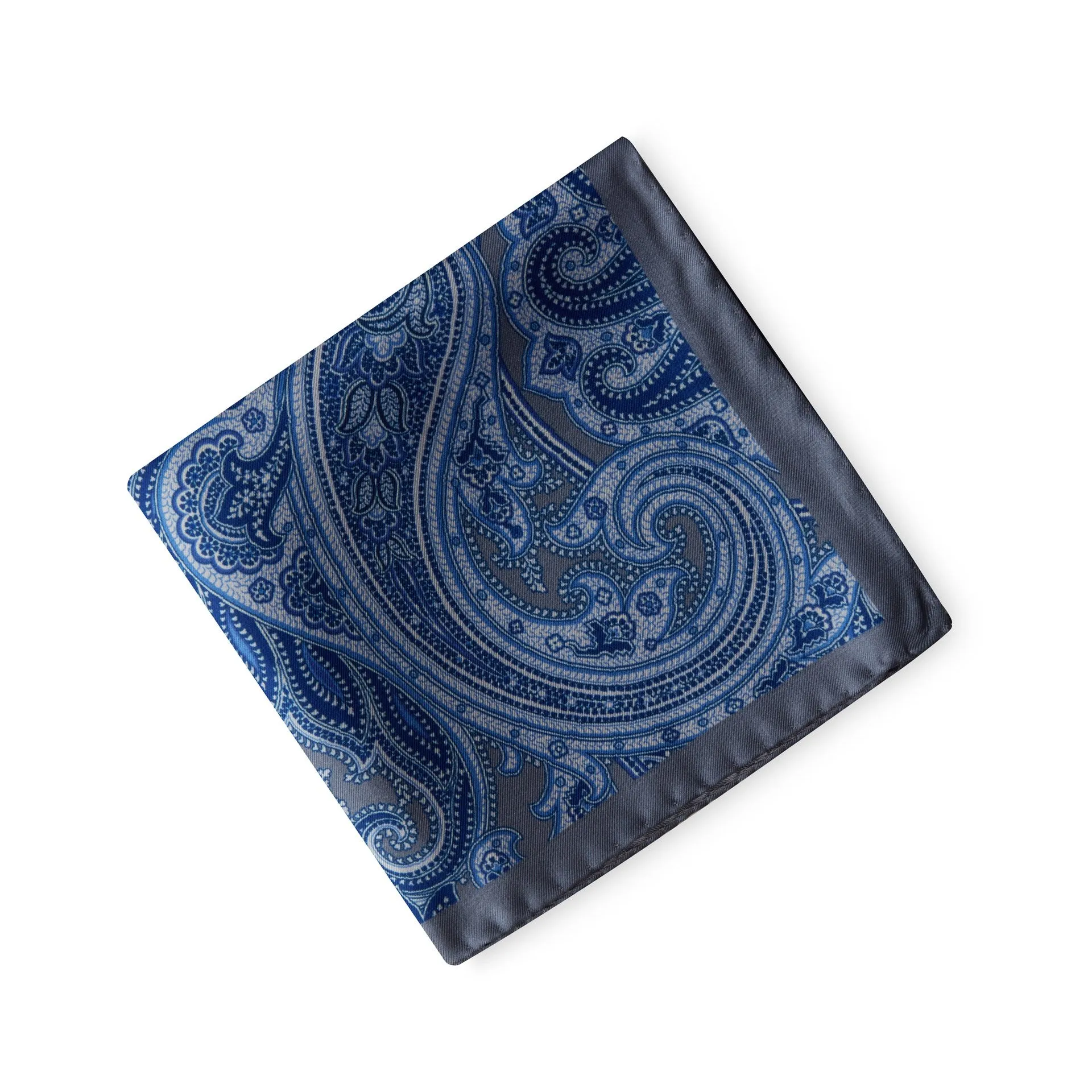 Stenstroms Blue Paisley Silk Pocket Square