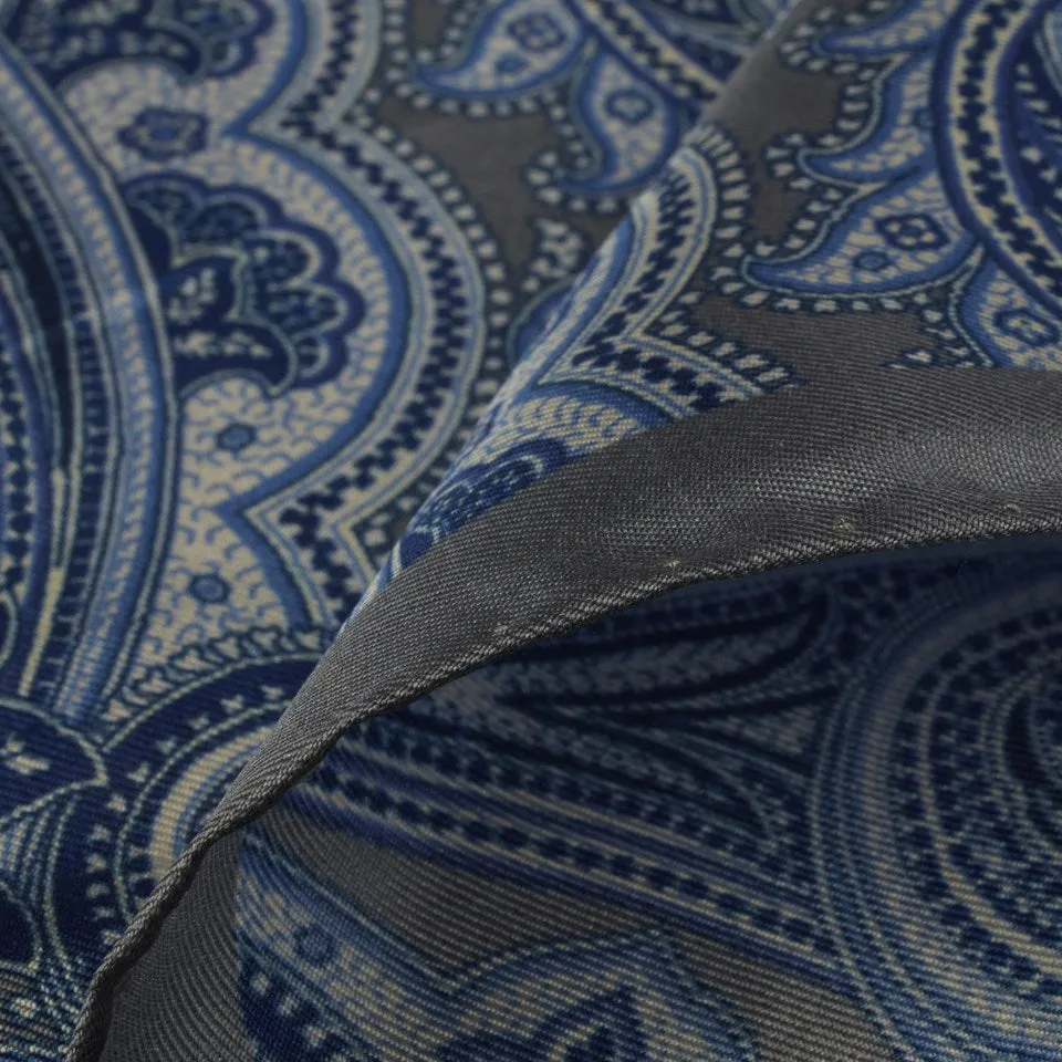 Stenstroms Blue Paisley Silk Pocket Square
