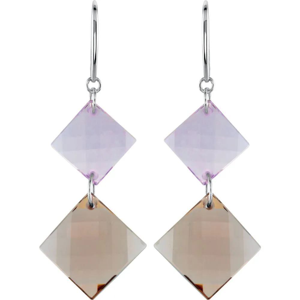 Sterling Silver Clear & Smoky Quartz Dangle Earrings