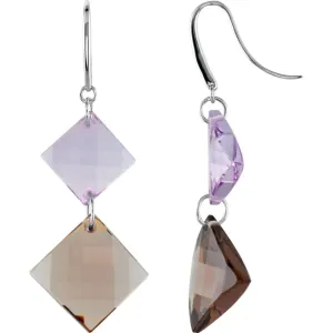Sterling Silver Clear & Smoky Quartz Dangle Earrings