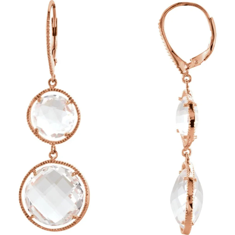 Sterling Silver Clear Quartz Lever Back Earrings