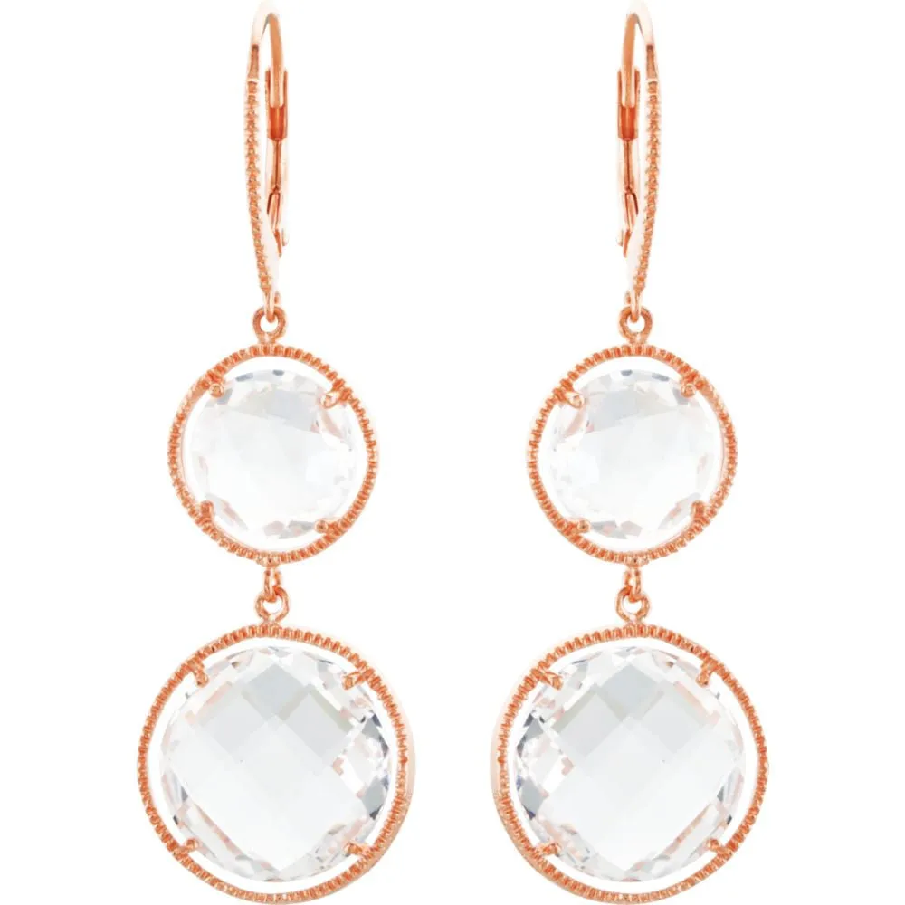 Sterling Silver Clear Quartz Lever Back Earrings