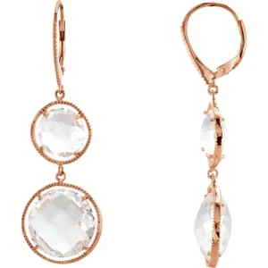 Sterling Silver Clear Quartz Lever Back Earrings