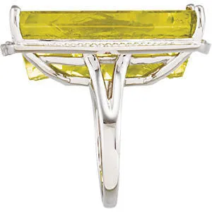 Sterling Silver Green Gold Quartz Granulated Design Ring, Size 7
